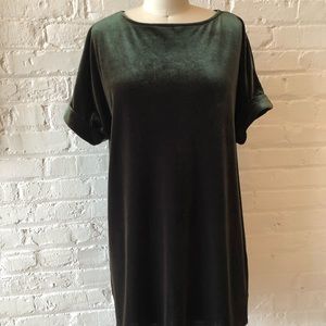Olive green velvet dress!